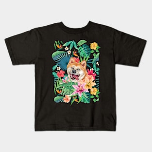 Tropical Red Akita 1 Kids T-Shirt